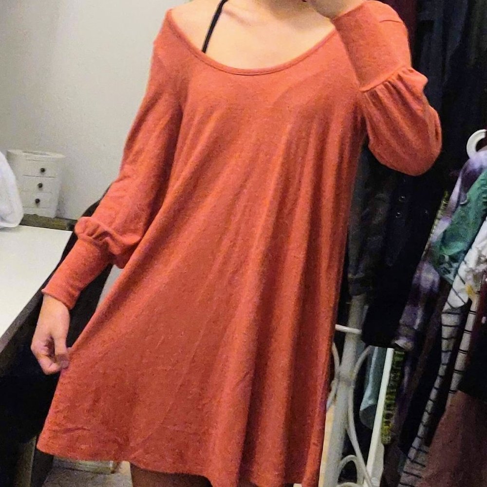 Asos Orange Wide-Neck Mini Dress, Size 4